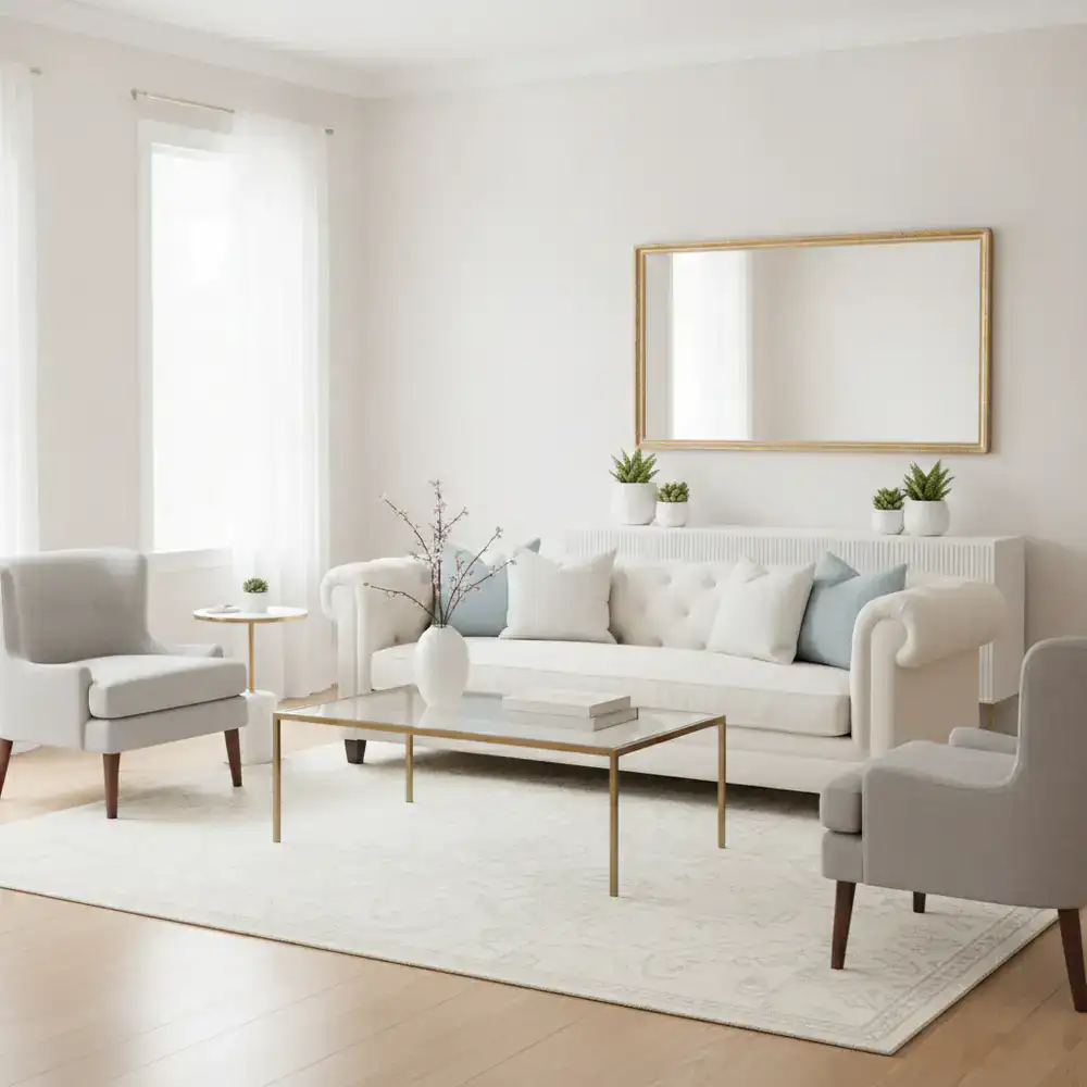 Pristine and elegantly cleaned living room interior