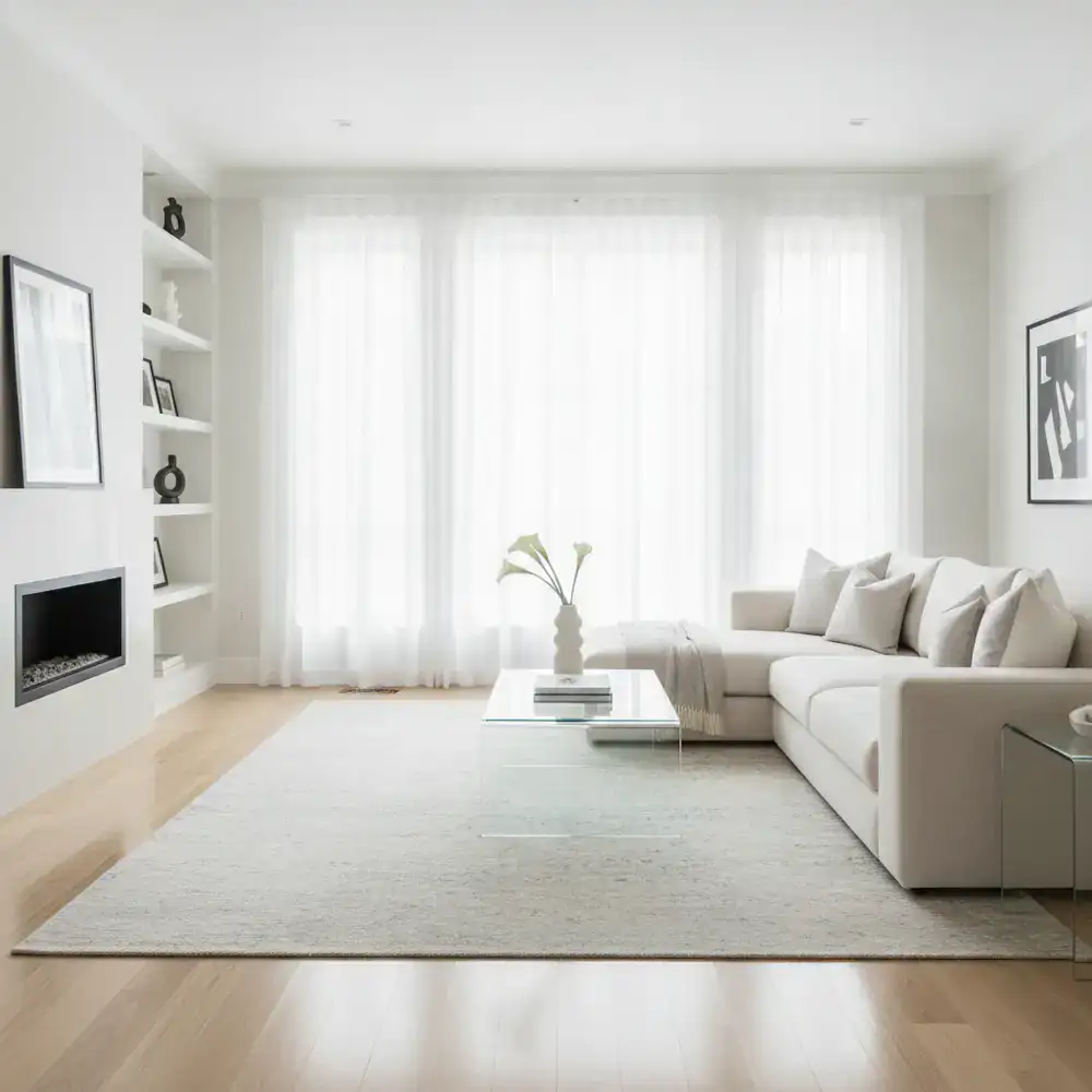Pristine and brightly lit living room following a deep clean