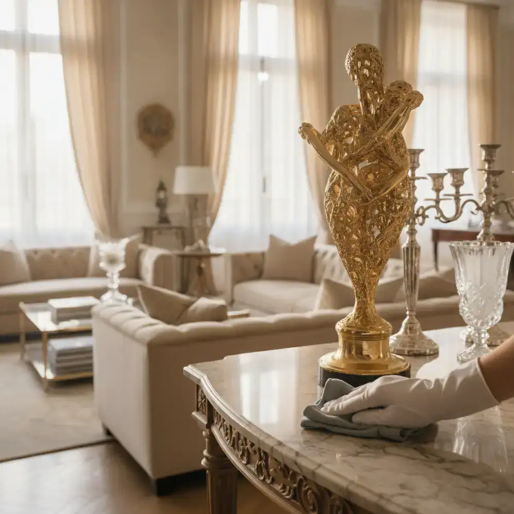 Meticulous cleaning of luxury home accents