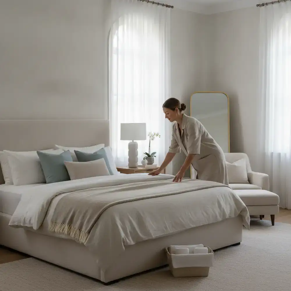 Regular housekeeping of a master bedroom